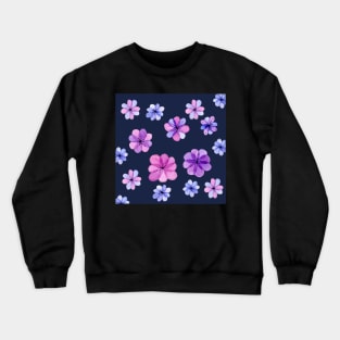 Translucent watercolor flowers with dark background Crewneck Sweatshirt